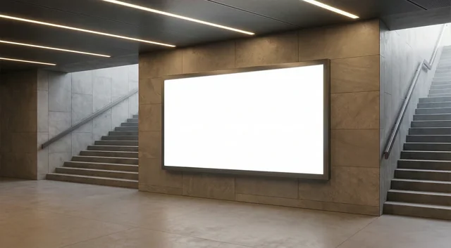 Modern Mockup of a Billboard in an Underground Station
