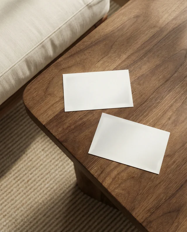 Cozy Minimalistic Mockup of Business Card on Table