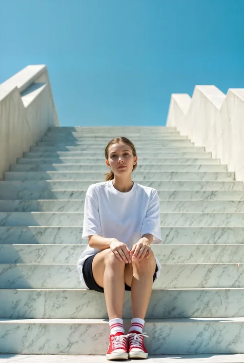 Mockup of T-Shirt with Bright Background and Colors