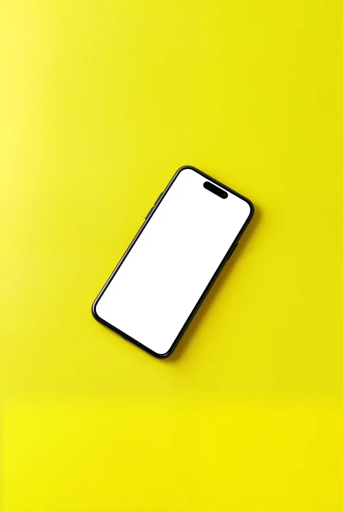 Black iPhone 16 Pro Max Mockup on Bright Yellow Background