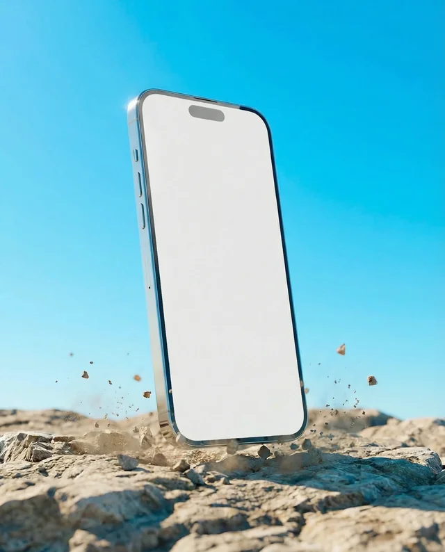 Modern iPhone Mockup on Rugged Terrain