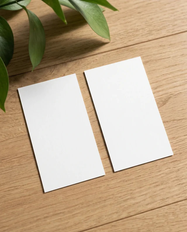 Elegant Business Card Mockup on Light Wooden Surface