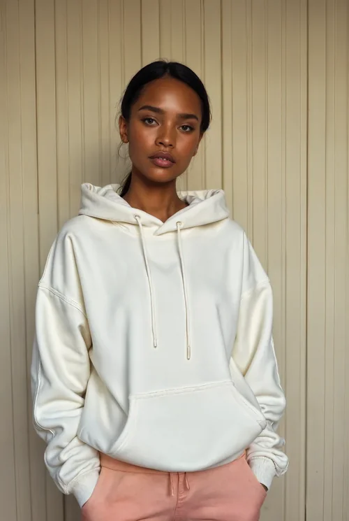 Soft Beige Background and Warm Colors Mockup Hoodie