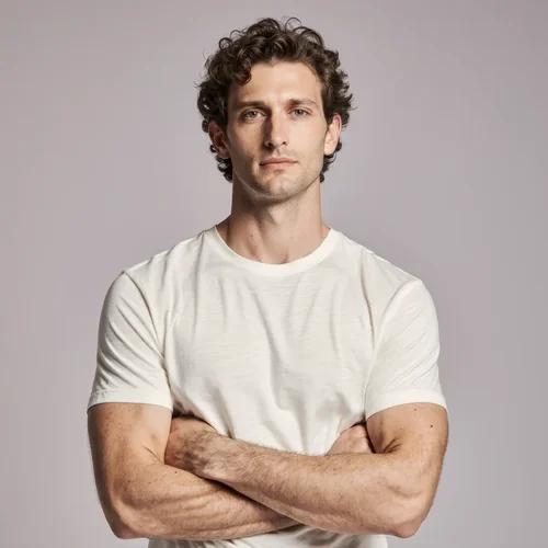 Mockup of T-Shirt with Soft Background and Muted Colors