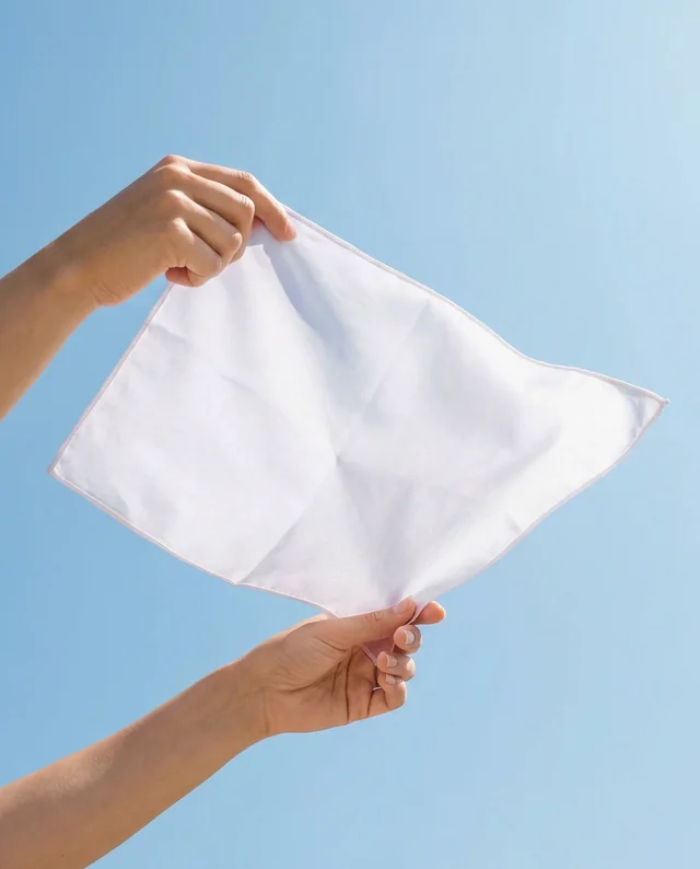 White Bandana Mockup Against Clear Blue Sky