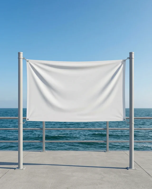 Elegant Coastal Banner Mockup with Serene Ocean View