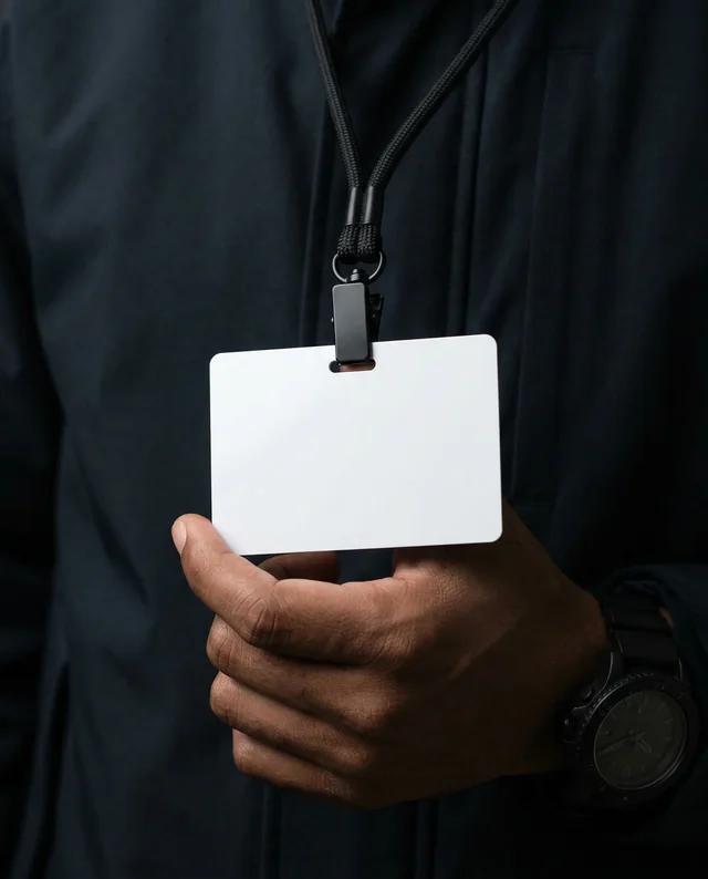 Close-Up Mockup of a Blank ID Card on a Lanyard