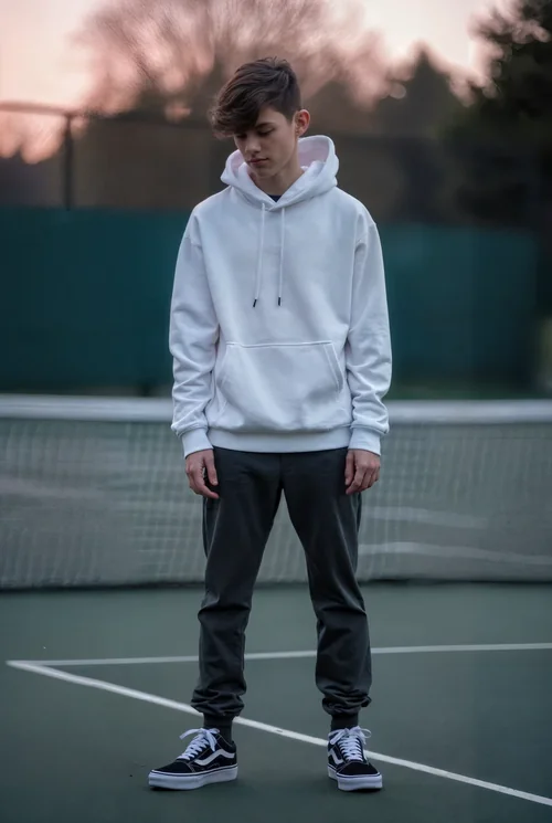 Twilight Mockup of Hoodie with Soft Background Colors