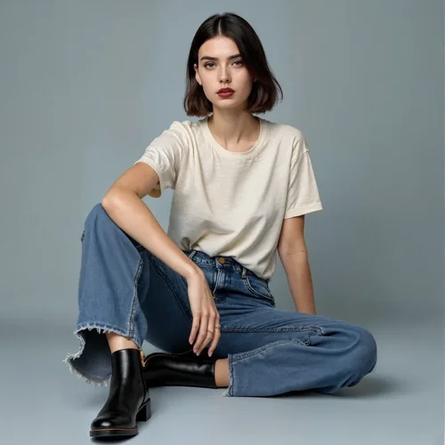 Mockup of T-Shirt Against Light Gray Background and Colors