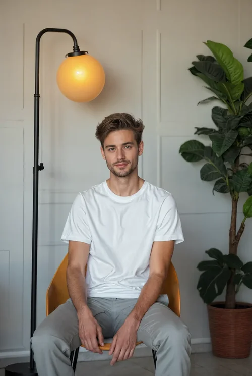 Mockup of T-Shirt with Soft Neutral Background Colors