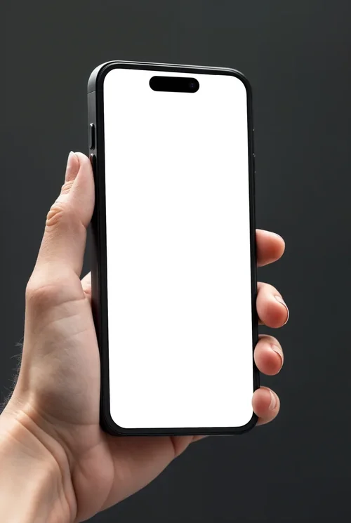 Black iPhone 16 Pro Max Mockup - Handheld Device Showcase