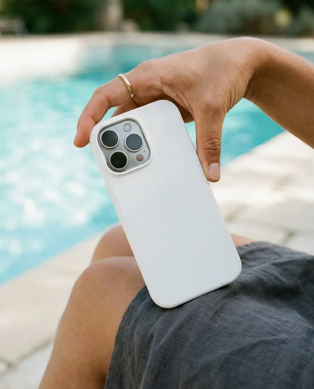 Stylish Mockup of a Modern Phone Cover in Hand