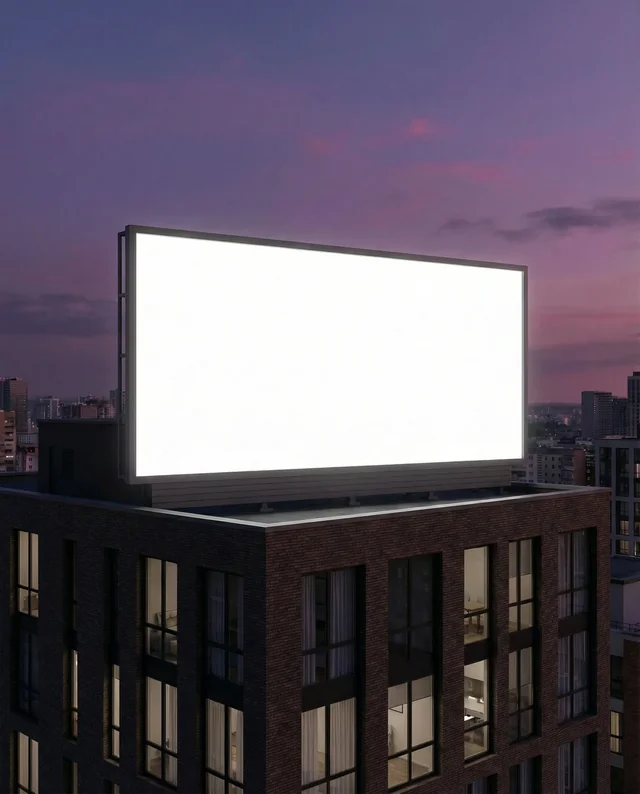 Urban Nighttime Billboard Mockup in Twilight Ambiance