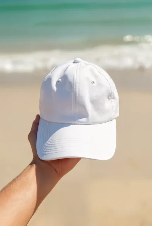 Stylish Mockup of a Hat at a Sunny Beach