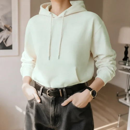 Cozy Light Beige Hoodie Mockup for Modern Fashion