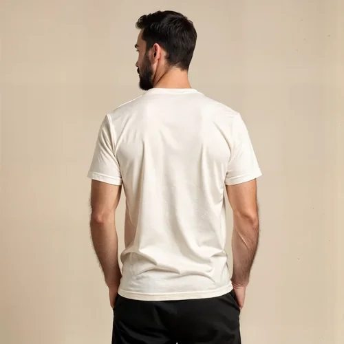 Mockup of T-Shirt Against Soft Neutral Background Colors