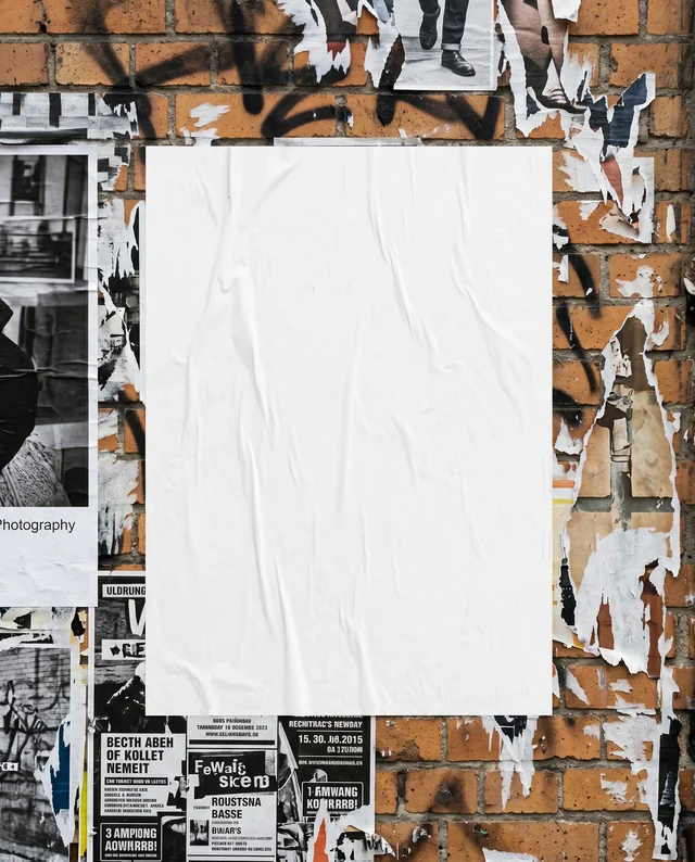 Urban Poster Mockup on Textured Brick Wall Background