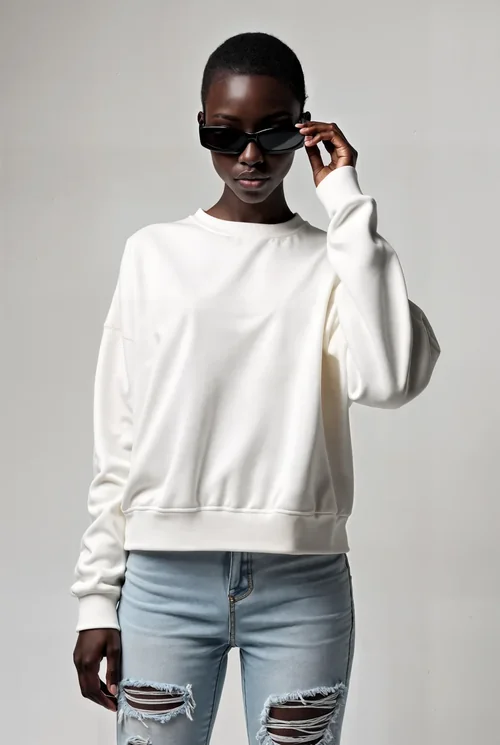 Stylish Mockup of a Confident Woman in Sweatshirt
