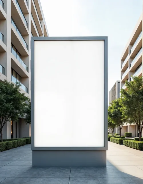 Urban Billboard Mockup in Modern City Plaza