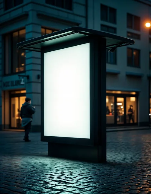 Minimalist Billboard Mockup in Urban Street Scene