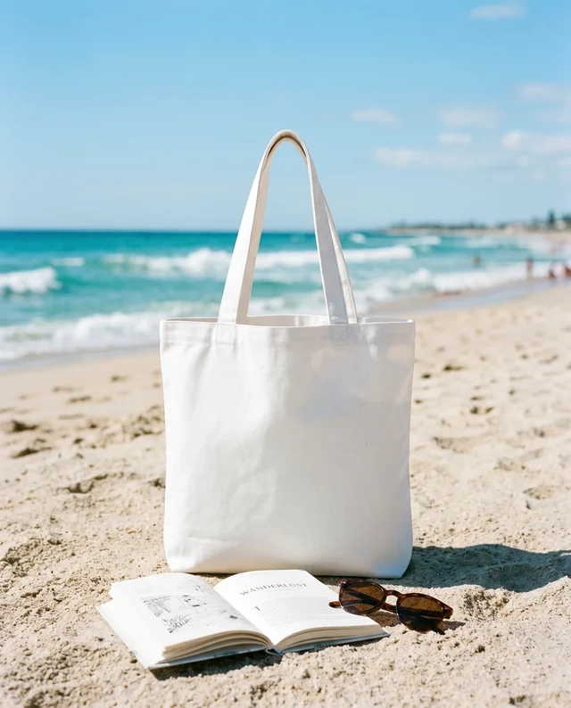 Serene Beach Tote Bag Mockup for Summer Vibes