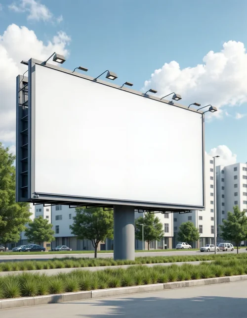 Mockup of a Simple Billboard in Urban Setting