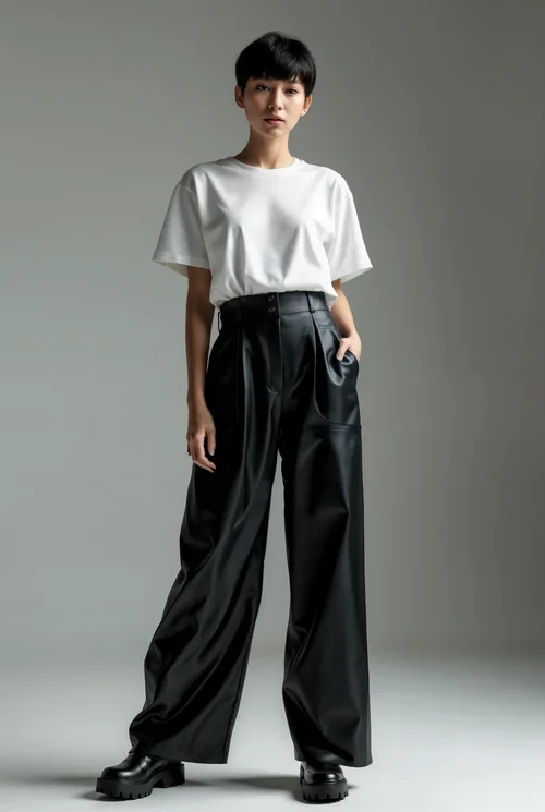 Stylish T-Shirt Mockup Featuring a Confident Supermodel