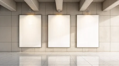 Modern Art Gallery Mockup with Billboard Design