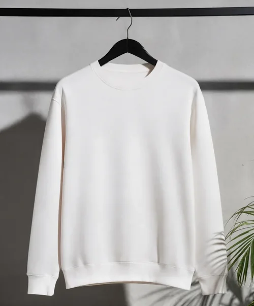 Elegant Mockup of a White Sweatshirt on Black Hanger