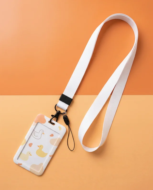 Playful Pastel Lanyard Mockup with Duck Design