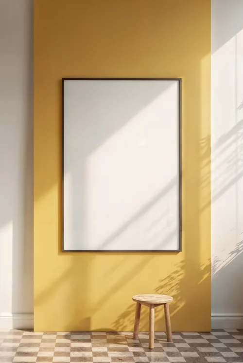 Vibrant Yellow Wall Mockup with Minimalist Poster Design