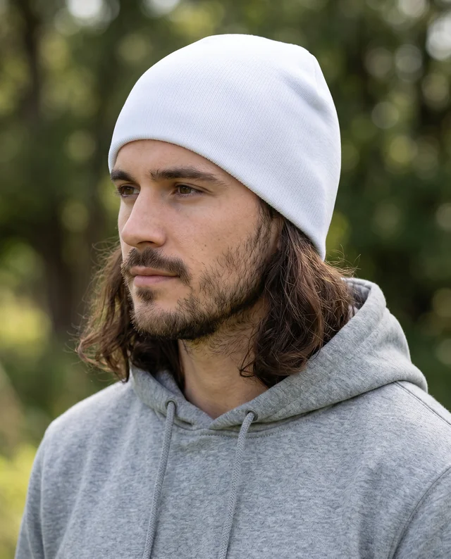 Young Man in Beanie Mockup with Natural Background