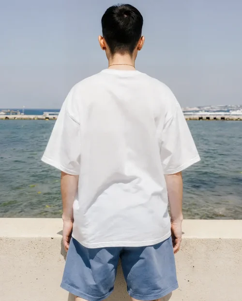 Mockup of T-Shirt by Serene Waterfront Scene