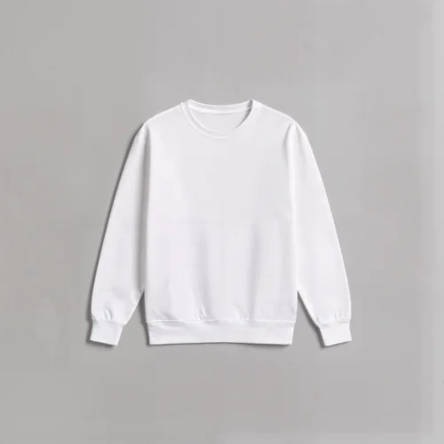 Mockup of a Classic White Sweatshirt on Gray Background