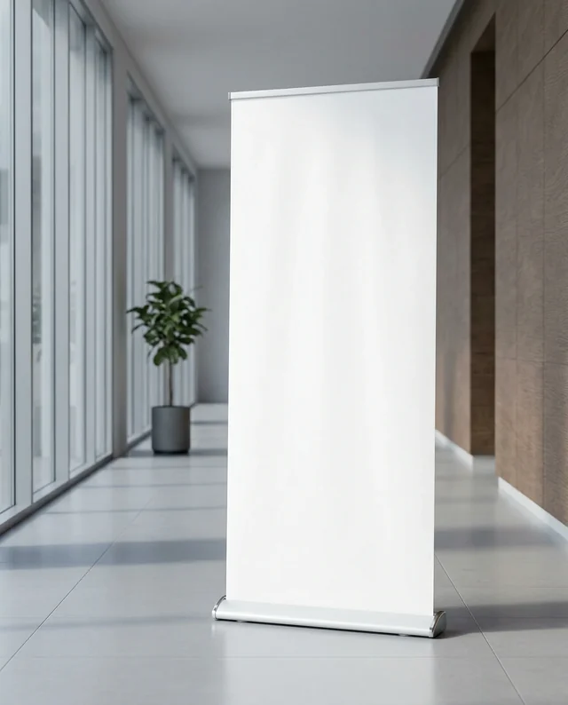 Modern Minimalist Indoor Space with Banner Mockup Display