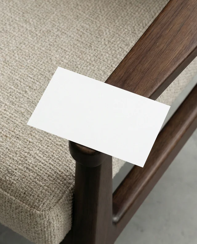 Elegant Business Card Mockup on Minimalist Wooden Chair