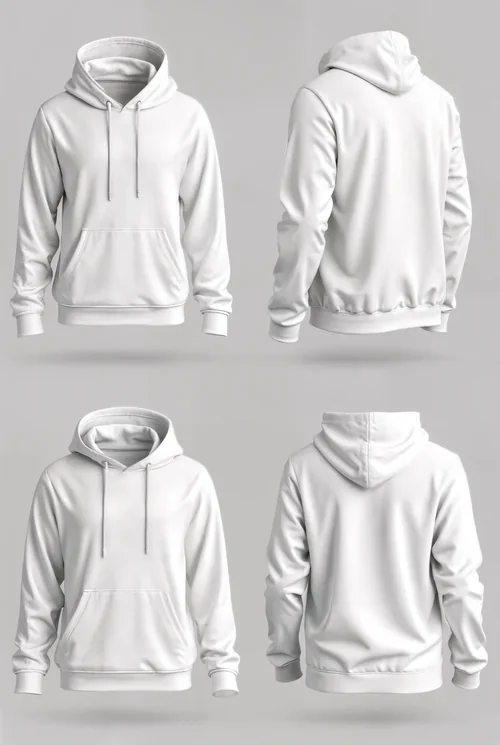 Mockup of White Hoodie on Neutral Gray Background