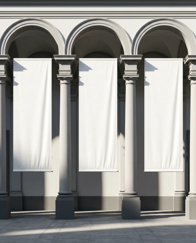 Elegant Classical Architecture Mockup with Banner Design