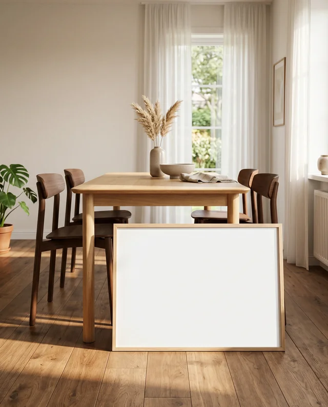 Cozy Dining Area Poster Mockup with Elegant Decor