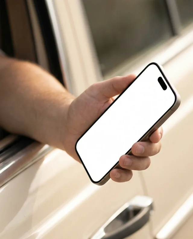 Modern iPhone Mockup Outside Car Window