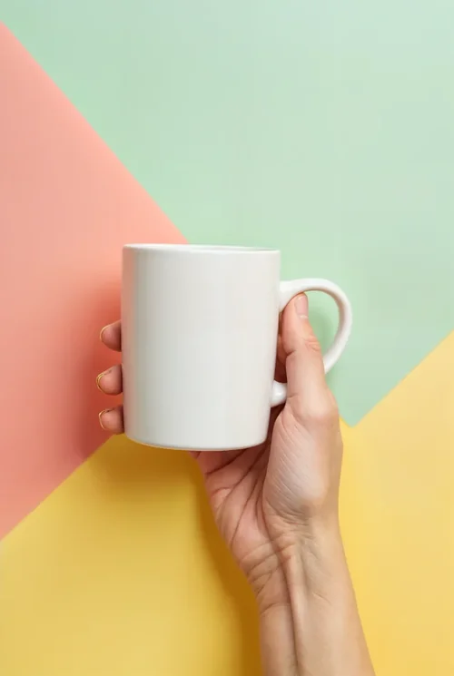 Pastel Colors Mockup of a Cheerful Mug in Abstract Background
