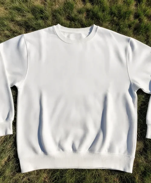 Mockup of Casual White Sweatshirt on Grass Background