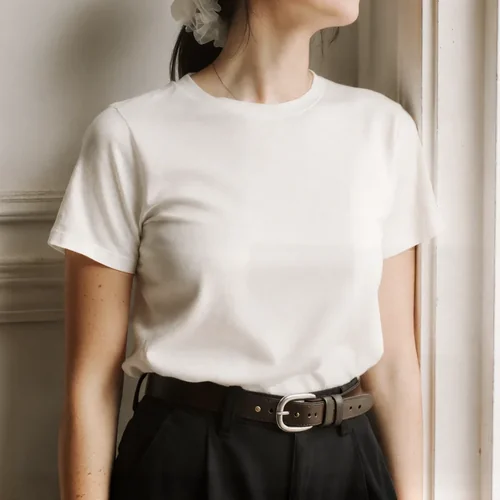 Elegant T-Shirt Mockup in a Sophisticated Setting