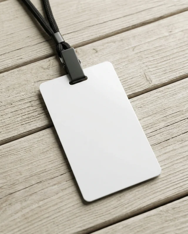 Elegant Mockup of Blank ID Card with Black Lanyard