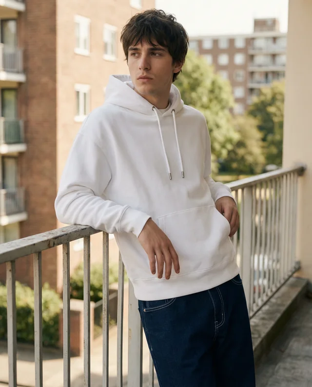 Stylish Hoodie Mockup of a Young Man in Urban Setting
