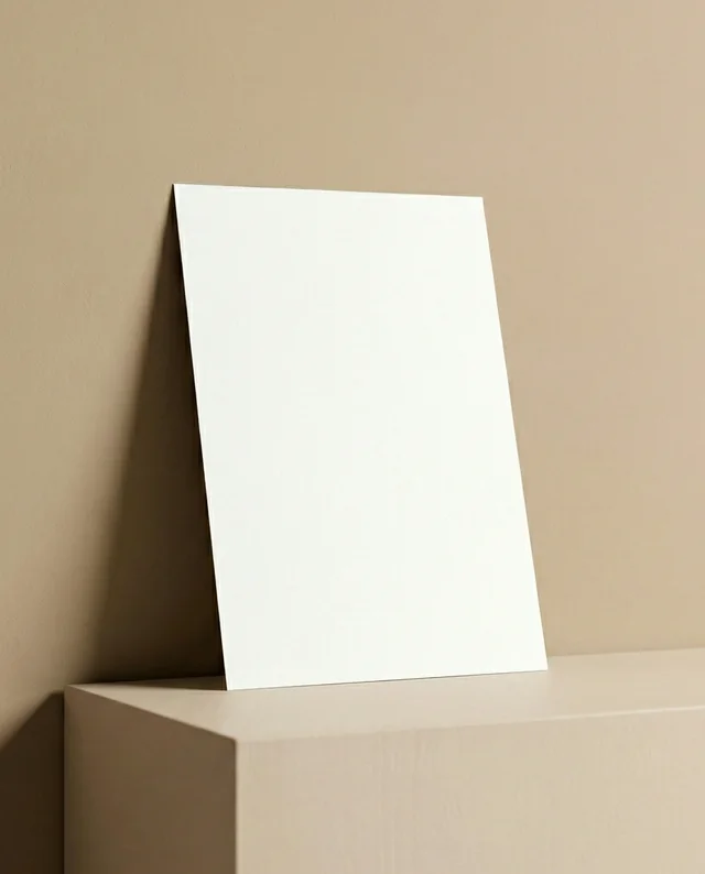 Elegant Mockup of a Blank Flyer Against Beige Wall
