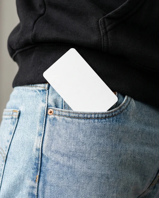 Casual Outfit Mockup Featuring Business Card in Pocket
