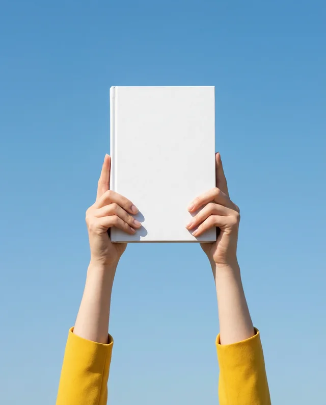 Inspiring Book Mockup Against Clear Blue Sky