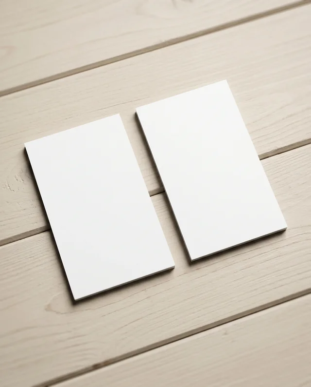 Elegant Business Card Mockup on Light Wooden Surface