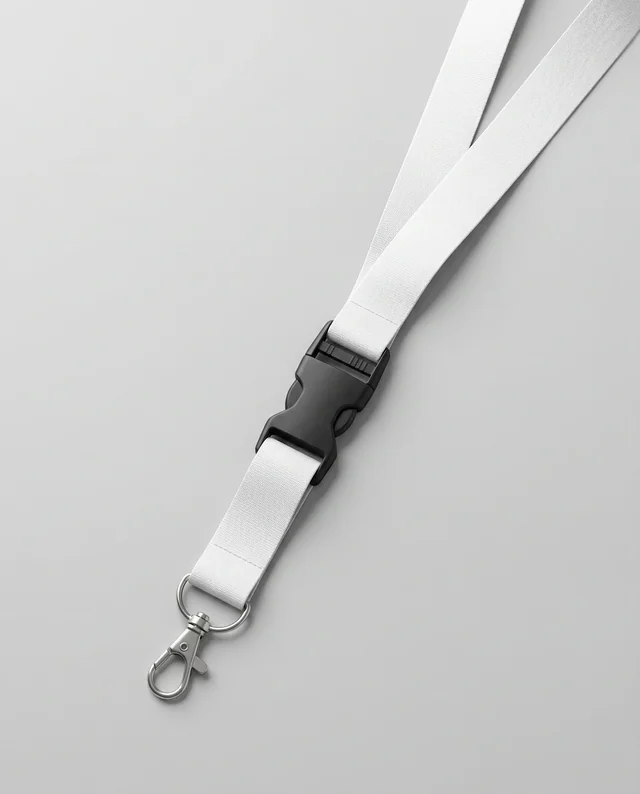 Sleek White Lanyard Mockup on Light Gray Surface